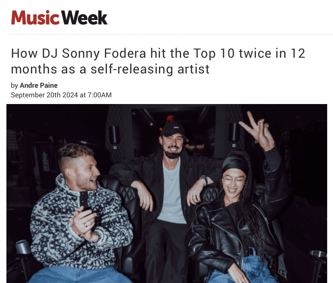 How DJ Sonny Fodera hit the Top 10 twice in 12 months as a self-releasing artist